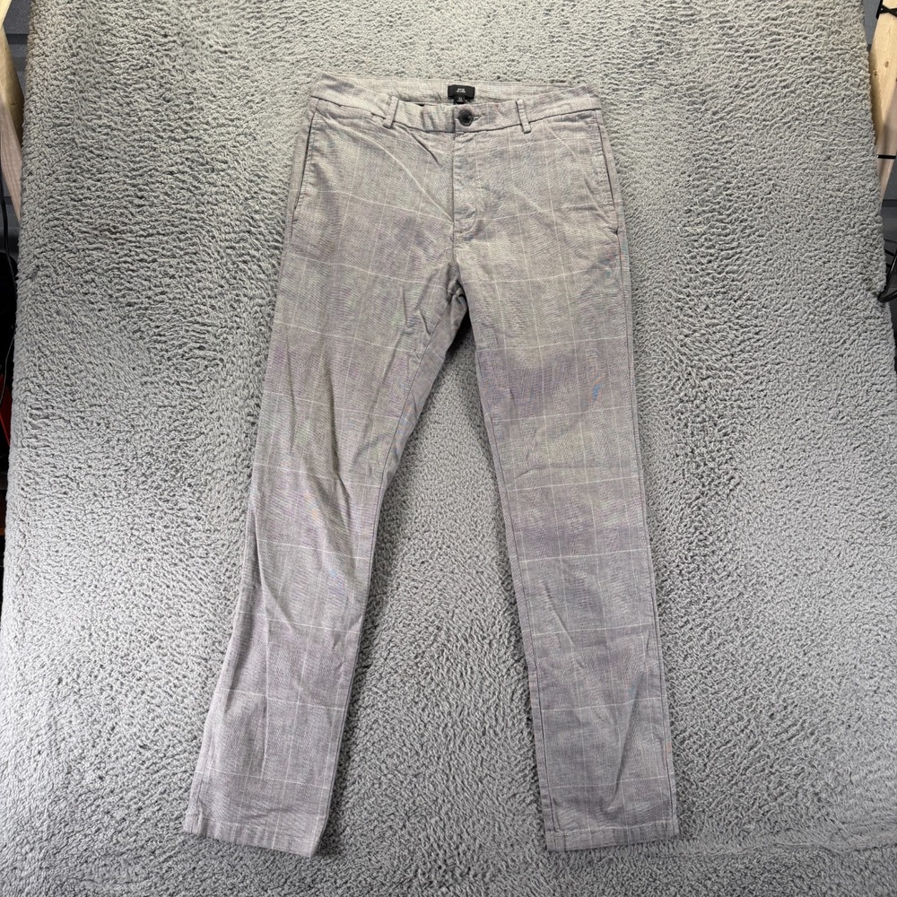 River Island Pant Mens 32x32 Gray Cotton Chino Straight Business Office Stretch